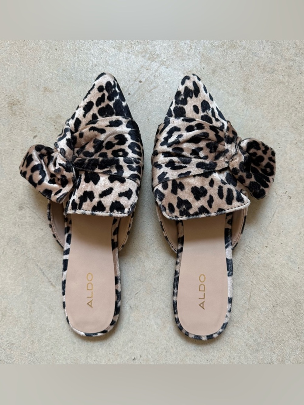 Aldo Leopard Print Bow Mules - Tan & Black - like new